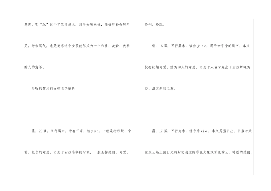 2024女孩八字喜木的名字赏析-八字喜木的女孩名字大全集_第3页