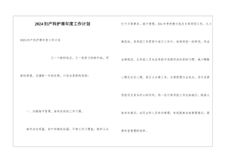 2024妇产科护理年度工作计划