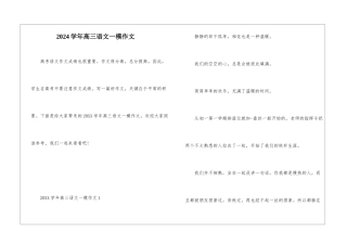 2024学年高三语文一模作文
