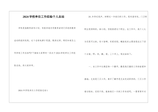 2024学校单位工作经验个人总结