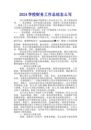 2024学校财务工作总结怎么写