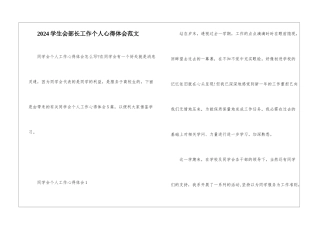 2024学生会部长工作个人心得体会范文