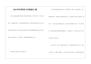 2024学生顶岗实习自我鉴定5篇