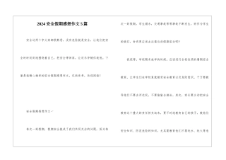 2024安全假期感想作文5篇