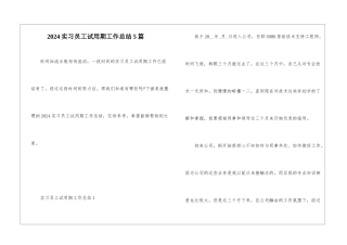 2024实习员工试用期工作总结5篇