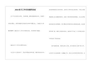 2024实习工作任务通用总结
