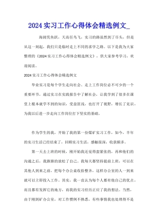 2024实习工作心得体会精选例文