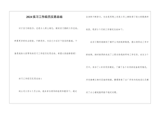 2024实习工作经历反思总结