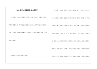2024实习心得感悟体会简析