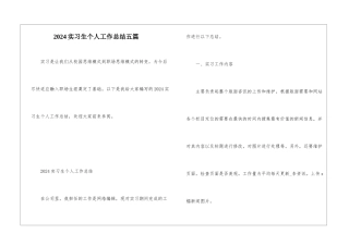 2024实习生个人工作总结五篇