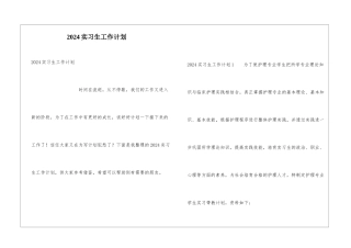 2024实习生工作计划