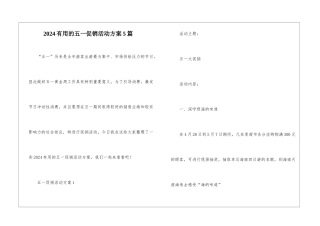 2024实用的五一促销活动方案5篇