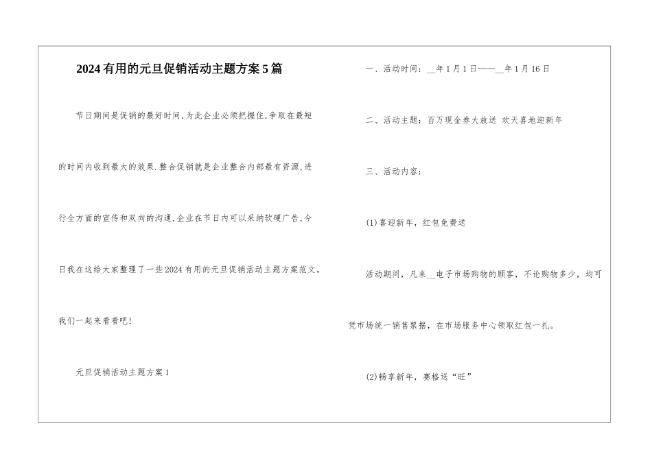 2024实用的元旦促销活动主题方案5篇_第1页