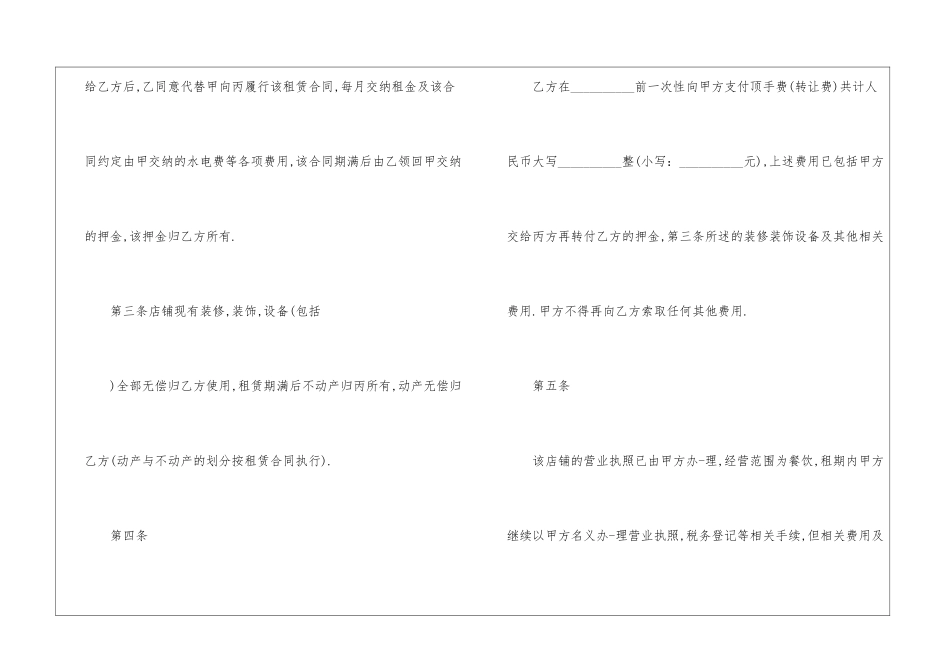 2024实用的店铺转让合同_第2页
