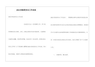 2024实验室安全工作总结