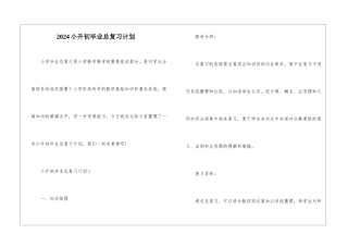 2024小升初毕业总复习计划