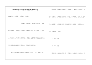 2024小学三年级综合实践教学计划