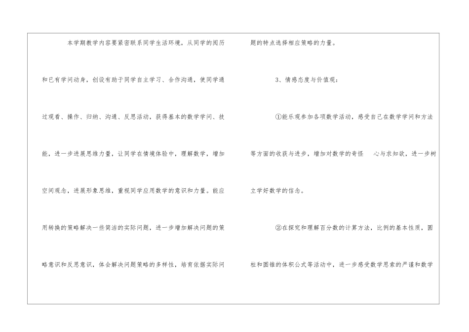 2024小学六年级数学教学计划5篇_第3页
