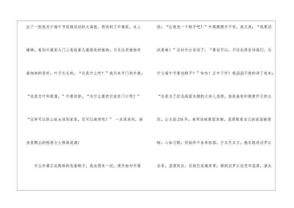 2024小学写端午节的见闻作文5篇_第2页