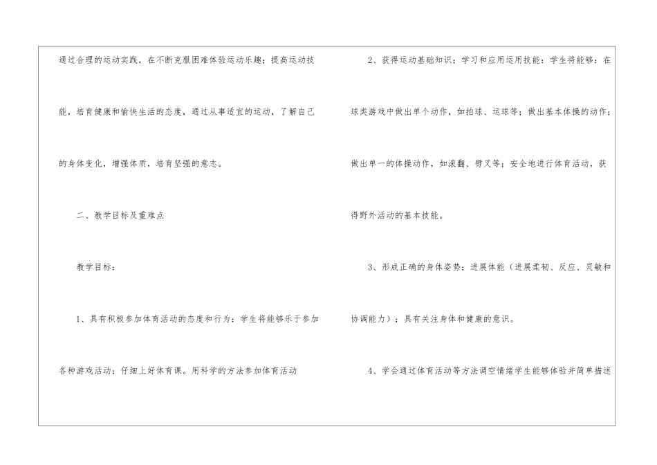 2024小学四年级体育教学计划3篇_第2页