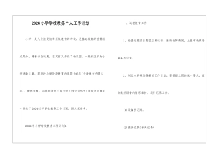 2024小学学校教务个人工作计划