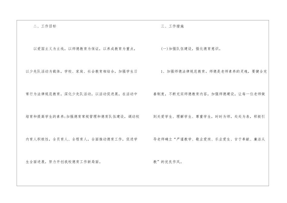 2024小学德育工作计划春季_第2页