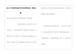 2024小学教师信息技术培训的研修总结