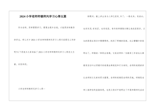 2024小学教师师德师风学习心得五篇