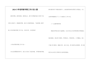 2024小学教师新学期工作计划5篇