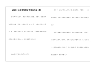 2024小王子读后感心得范文大全5篇