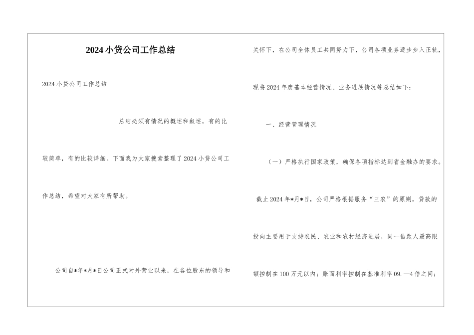 2024小贷公司工作总结_第1页