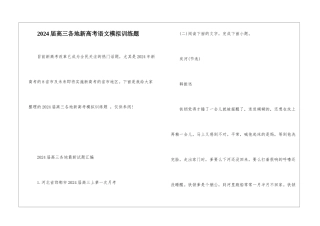 2024届高三各地新高考语文模拟训练题
