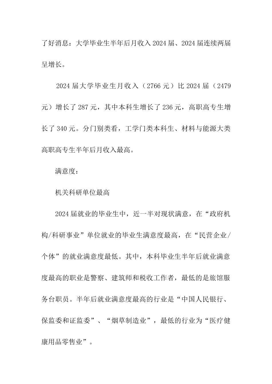 2024届毕业生月收入2766元-法学英语专业难就业_第3页