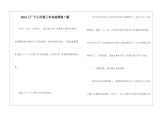 2024工厂个人年度工作总结简短7篇