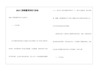 2024工程测量顶岗实习总结