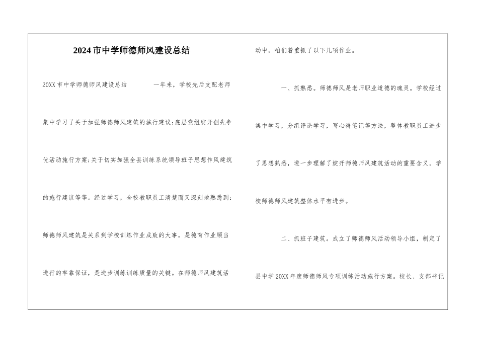 2024市中学师德师风建设总结_第1页