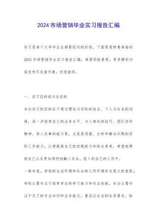 2024市场营销毕业实习报告汇编-