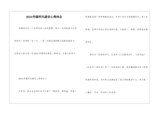 2024师德师风建设心得体会