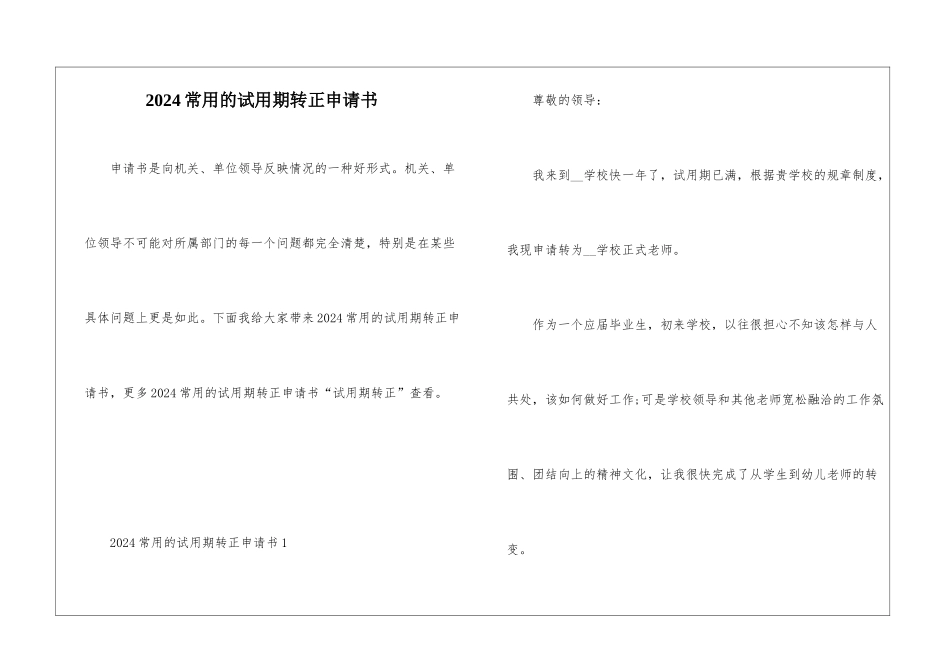 2024常用的试用期转正申请书_第1页