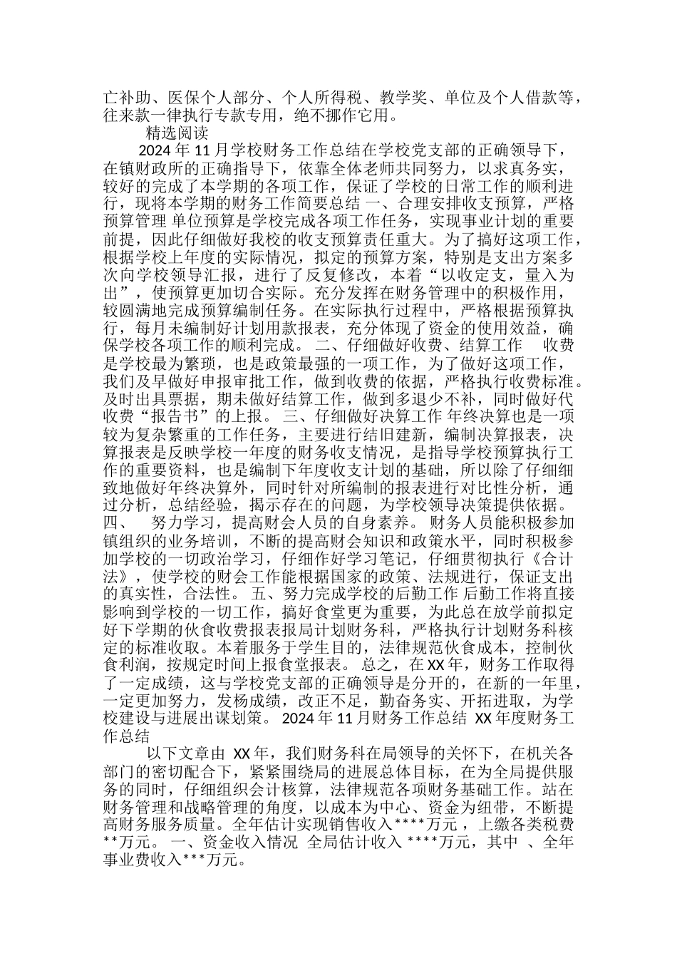 2024年11月学校财务工作总结范文_第2页