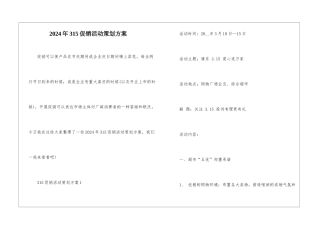 2024年315促销活动策划方案
