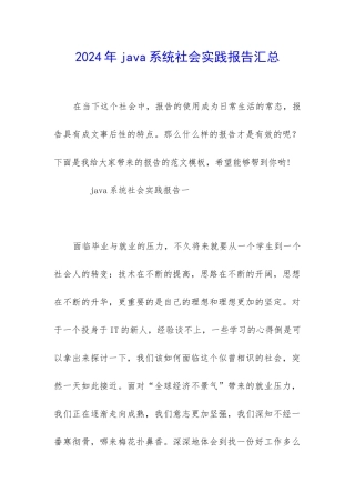 2024年java系统社会实践报告汇总