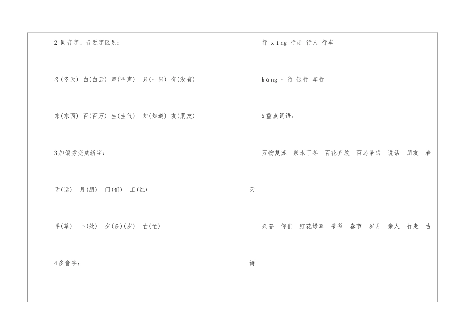 2024年一年级下册语文知识点-小学语文基础知识总结-小学语文基础知识大全_第2页