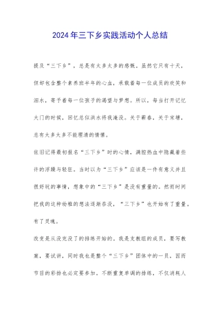 2024年三下乡实践活动个人总结-