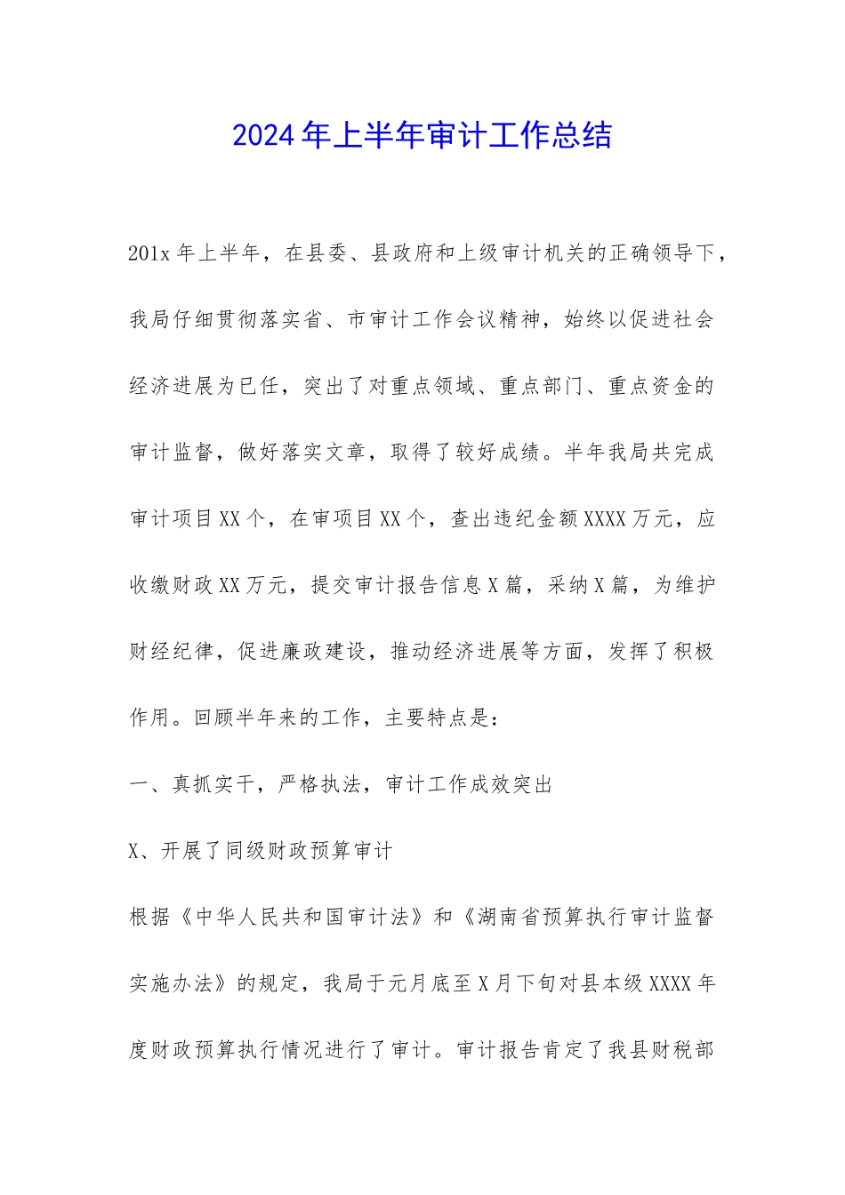 2024年上半年审计工作总结-_第1页