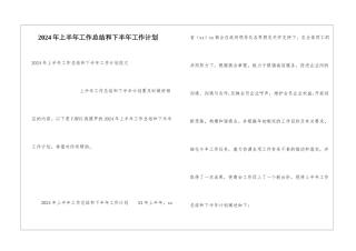 2024年上半年工作总结和下半年工作计划