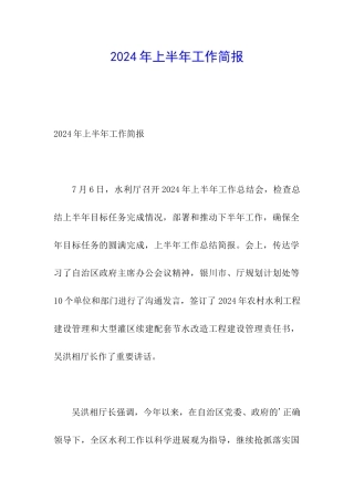 2024年上半年工作简报
