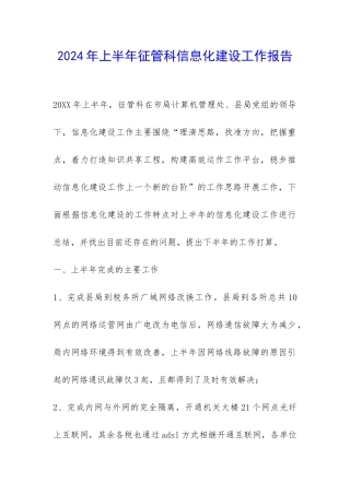 2024年上半年征管科信息化建设工作报告-