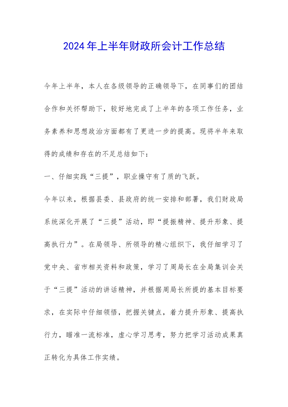 2024年上半年财政所会计工作总结-_第1页