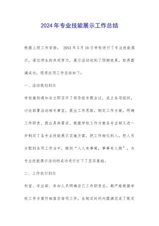2024年专业技能展示工作总结-